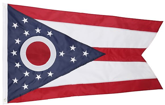 State of Ohio 5x8 Feet Flag - Embroidered 210D Nylon with Sewn Panels
