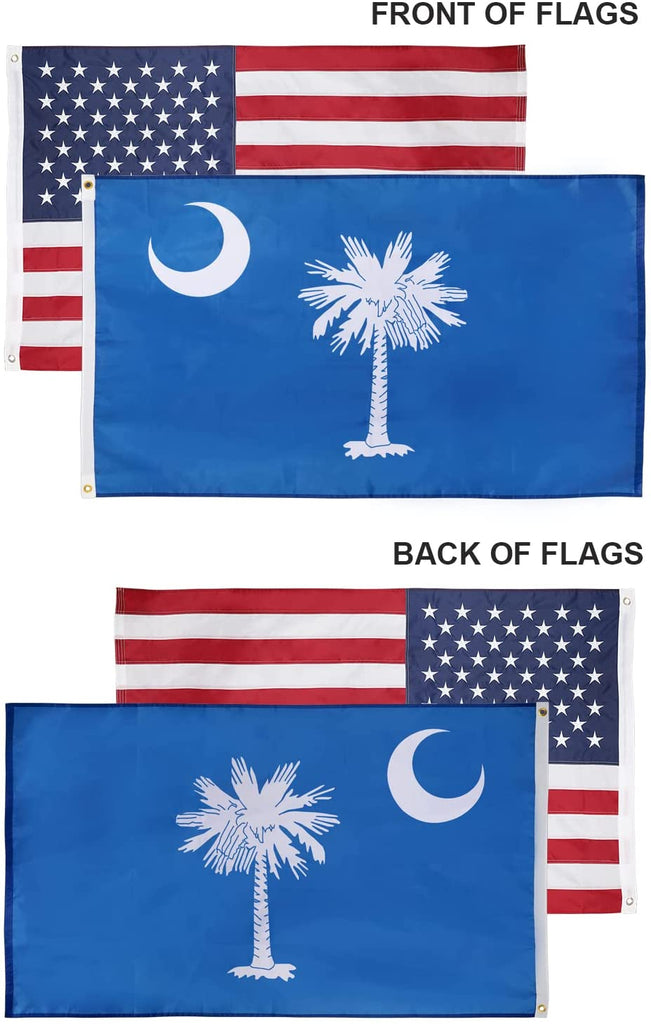 South Carolina & USA 3x5 Flag Combo Pack – (Silk Screen Printed South ...