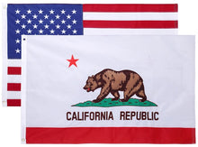 State of California + USA 3x5 Feet Flags - Embroidered Double Layered Nylon