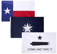 3 Pack - 3x5 Feet Nylon 1836 Lorenzo de Zavala Texas & State of Texas & Come and Take It Flags Combo Pack – Embroidered Oxford 210D Heavy Duty Nylon