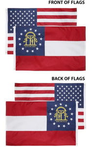 State of Georgia + USA Flags 3x5 Feet Combo Pack - Embroidered Nylon Flags with Sewn Panels
