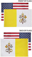 Catholic – Vatican & USA 3x5 Flag Combo Pack – (Printed Catholic Flag with Double Layered 200D Nylon) (Embroidered US Flag with Single Layered 210D Nylon) Both Flags Have Designs on Front and Back