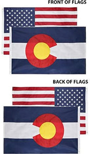 State of Colorado + USA Flags 4x6 Feet Combo Pack – Embroidered 210D Nylon Flags with Sewn Panels