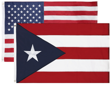 Puerto Rico + USA Flags 3x5 Feet Combo Pack - Embroidered Nylon Flags with Sewn Panels