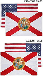 Florida & USA 3x5 Flags (Printed FL Flag with Double Layered 200D Nylon - .93 LB) (Embroidered US Flag with Single Layered 210D Nylon - .55 LB)