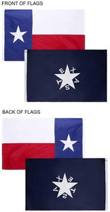 State of Texas + 1836 Lorenzo de Zavala Flag 3x5 Ft Combo Pack – Embroidered Oxford 210D Nylon with Sewn Panels