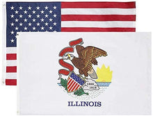 Illinois + USA 3x5 - State Flag is Double Layered) (US Flag is Single Layered with Embroidered Stars and Sewn Stripes)-Both Flags Have Designs