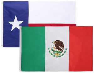 2 Pack - 3x5 FT Nylon Mexican & State of Texas Combo Pack - Embroidered Oxford 210D Nylon