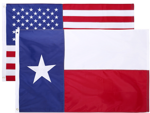 Texas + USA Flags 5x8 Feet Combo Pack - Embroidered 210D Nylon Flags with Sewn Panels