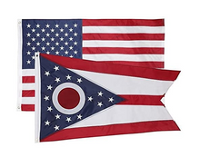 State of Ohio + USA Flags 4x6 Feet Combo Pack - Embroidered Nylon Flags with Sewn Panels