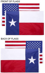 State of Texas + USA Flags 4x6 Feet Combo Pack – Embroidered 210D Nylon Flags with Sewn Panels