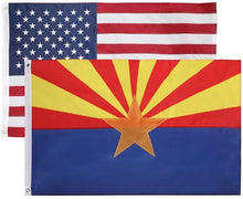 State of Arizona + USA Flags 3x5 Feet Combo Pack - Embroidered Nylon Flags with Sewn Panels