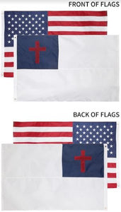 Christian + USA Flags 4x6 Feet Combo Pack – Embroidered 210D Nylon Flags with Sewn Panels