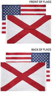 State of Alabama + USA Flags 3x5 Feet Combo Pack - Embroidered Nylon Flags with Sewn Panels