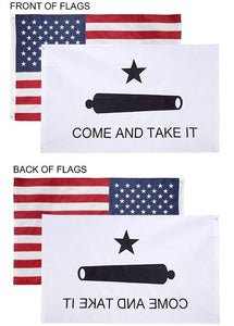 2 Pack - 3x5 FT Nylon Come and Take It & American / USA Flag Combo Pack - Embroidered Oxford 210D Nylon