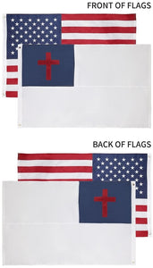 Christian + USA Flags 2x3 Feet Combo Pack – Embroidered 210D Nylon Flags with Sewn Panels