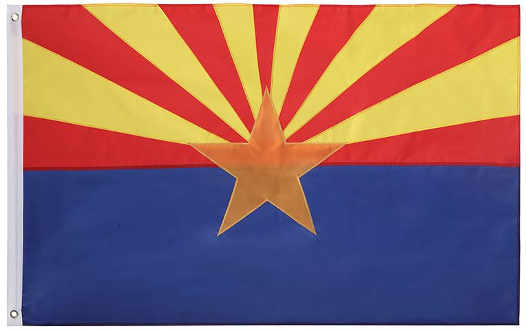State of Arizona 3x5 Feet Embroidered Nylon Flag with Sewn Panels