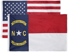 State of North Carolina + USA Flags 3x5 Feet Combo Pack - Embroidered Nylon Flags with Sewn Panels