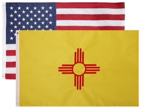 State of New Mexico + USA Flags 3x5 Feet Combo Pack - Embroidered Nylon Flags with Sewn Panels
